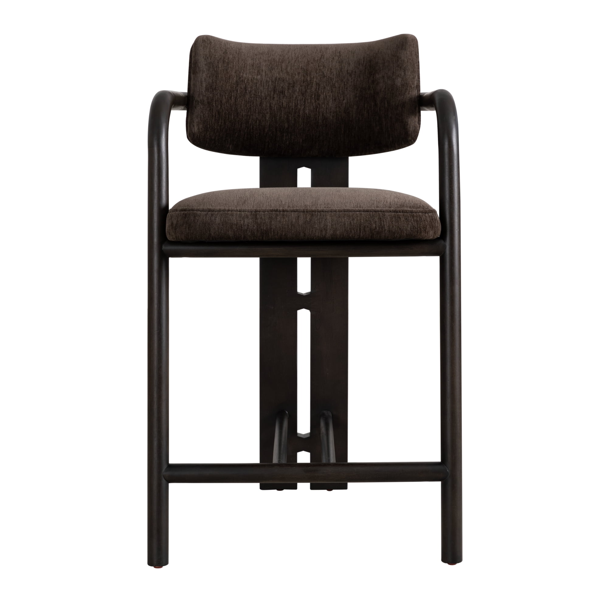 Aaliyah Espresso Solid Wood Upholstered 26" Counter Height Barstool with Brindle Brown Seat - Set of 3