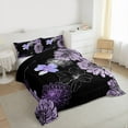 thumbnail image 3 of jejeloiu Purple Flower Blossom Bedding Comforter Set,Retro Floral Pattern Twin Comforter Sets,Minimalist Aesthetic Artwork Bedding Set For Girls,Breathable Home Decor Reversible,2-Piece, 3 of 8