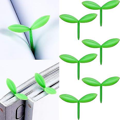 Sprout Little Green Bookmarks Mini Green Sprout Bookmarks Silicone Grass Buds Bookmarks Creative Gifts for Book Lovers Reading (6 Pieces)4*4cm Green