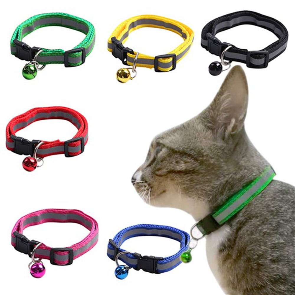 11" USA SELLER Cat Dog Puppy Nylon REFLECTIVE Collar Bell Small Pet Neck 7" 