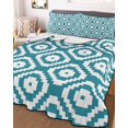 thumbnail image 3 of Quilts Twin Size Bedding Set, Teal Blue Geometric Lightweight Quilted Comforter, Modern Abstract Art Rhombus Soft Reversible Bedspread Coverlet with Pillow Covers for All Season, 68" x 86", 3 of 7