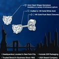 thumbnail image 2 of Gem Stone King 14K White Gold White Moissanite Stud Earrings for Women | 0.46 Cttw | Gemstone Birthstone | Heart Shape 4MM, 2 of 7