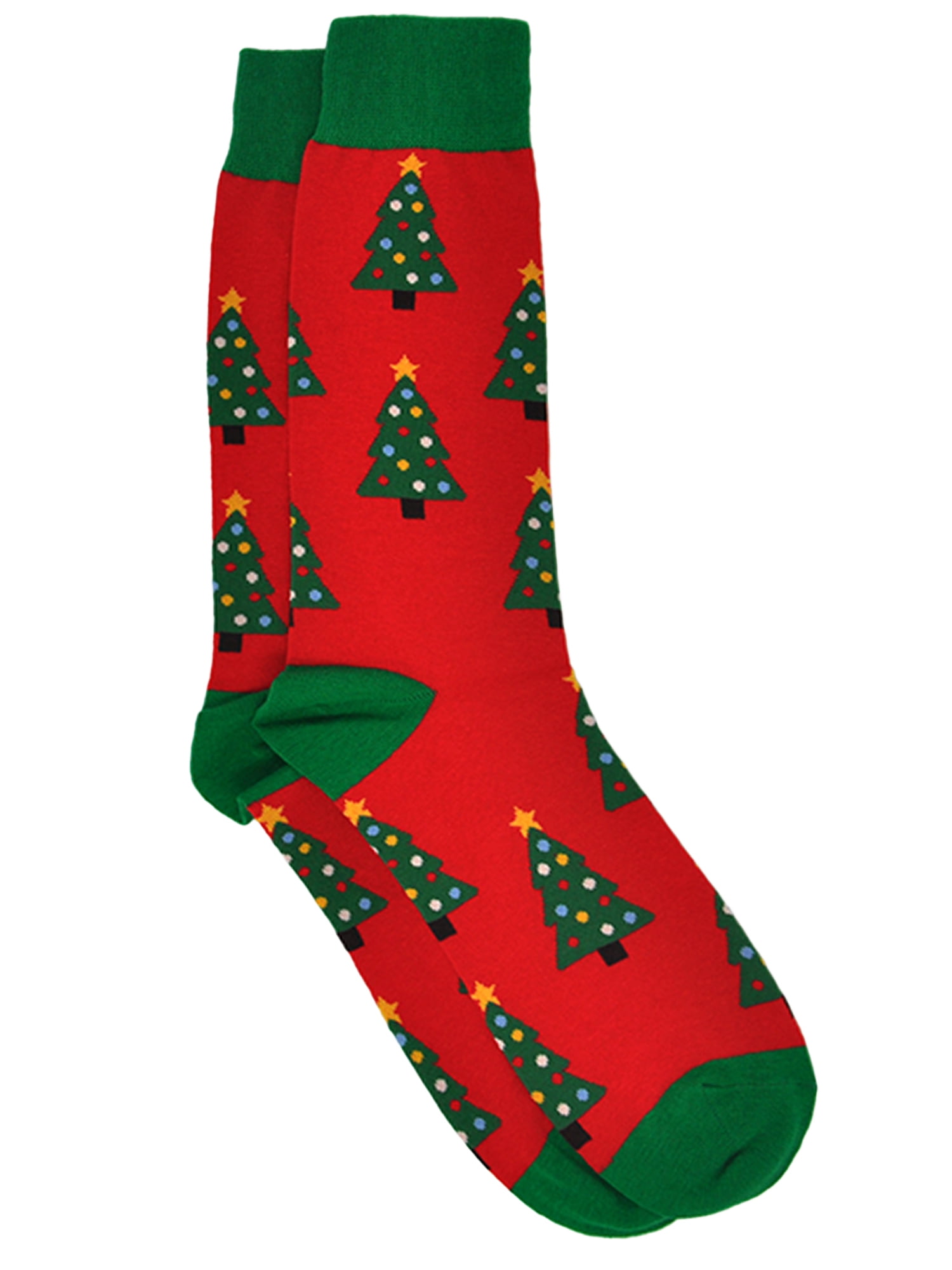 Men's Christmas Trees Socks Size 10-13 All-Over Print Red Green ...