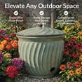 thumbnail image 4 of Sunnydaze 19.5" Metal Decorative Garden Hose Holder Pot with Lid, Sage Molten Glaze, 4 of 14