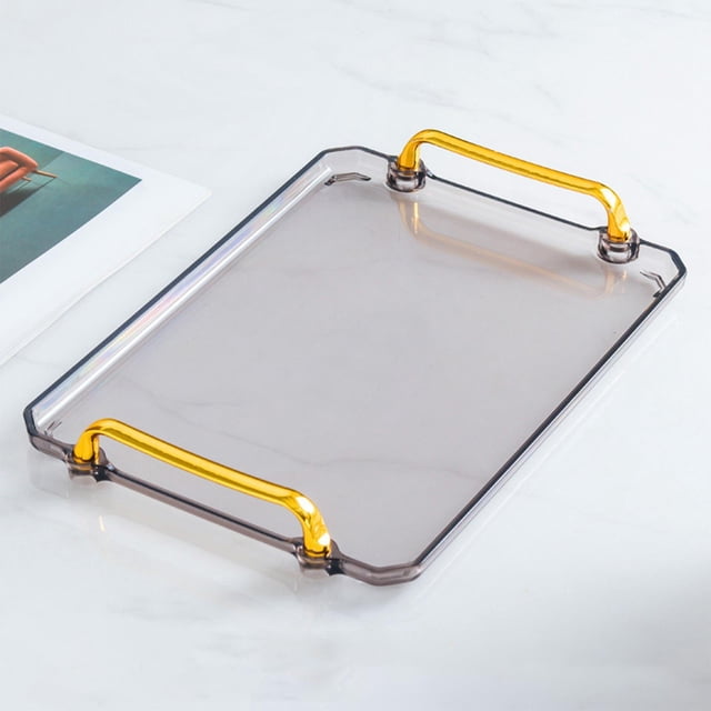 Bandeja de Servicio Moderna de Plástico con Storager para Comida de Almuerzo de Encimera , GRIS 30×22×4cm perfecl bandejas para servir