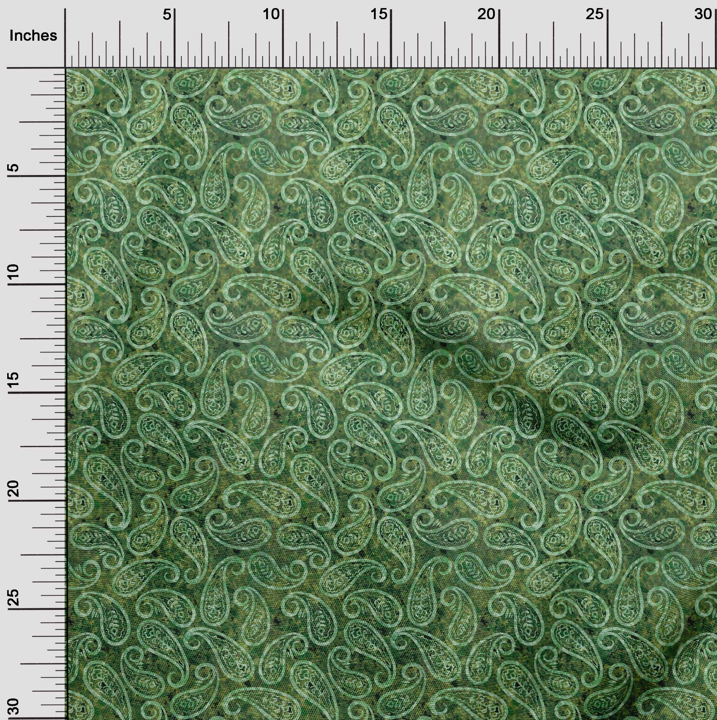 oneOone Cotton Poplin Twill Green Fabric Paisleys Diy Clothing Quilting Fabric Print Fabric By Yard 56 Inch Wide