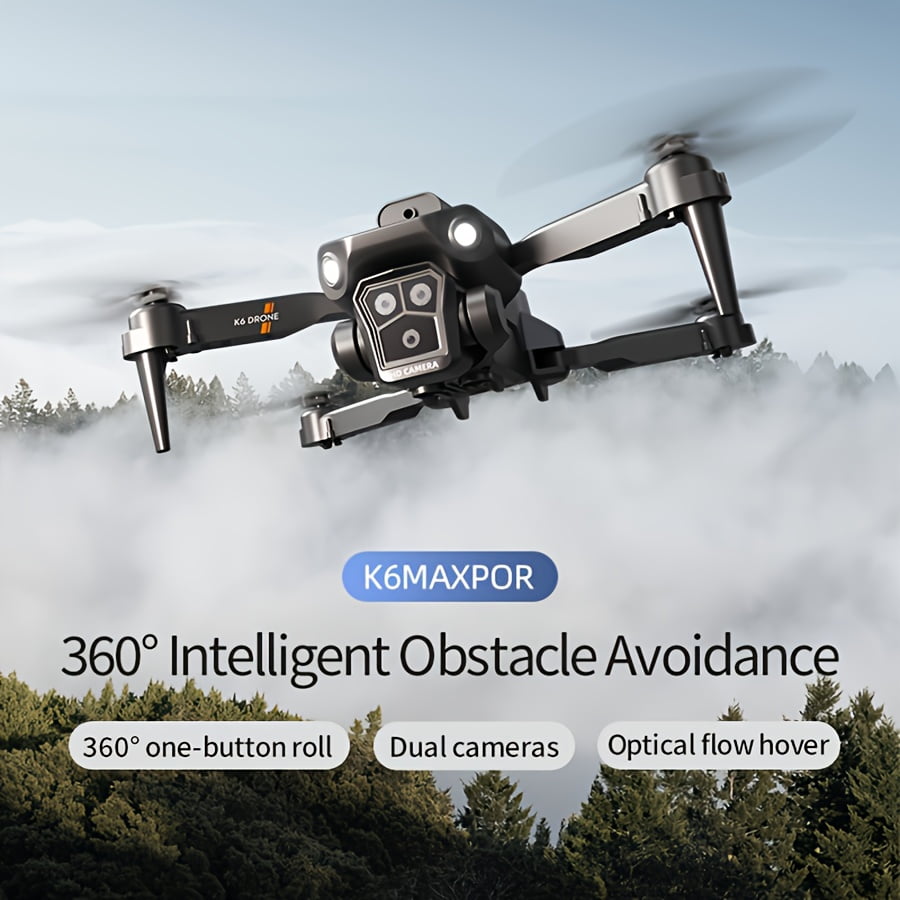 K6MAX Quadcopter with 3 Cameras, 360° Obstacle Avoidance & Follow Me - Optical Flow, Stable Flight Drone for Adults/Beginners