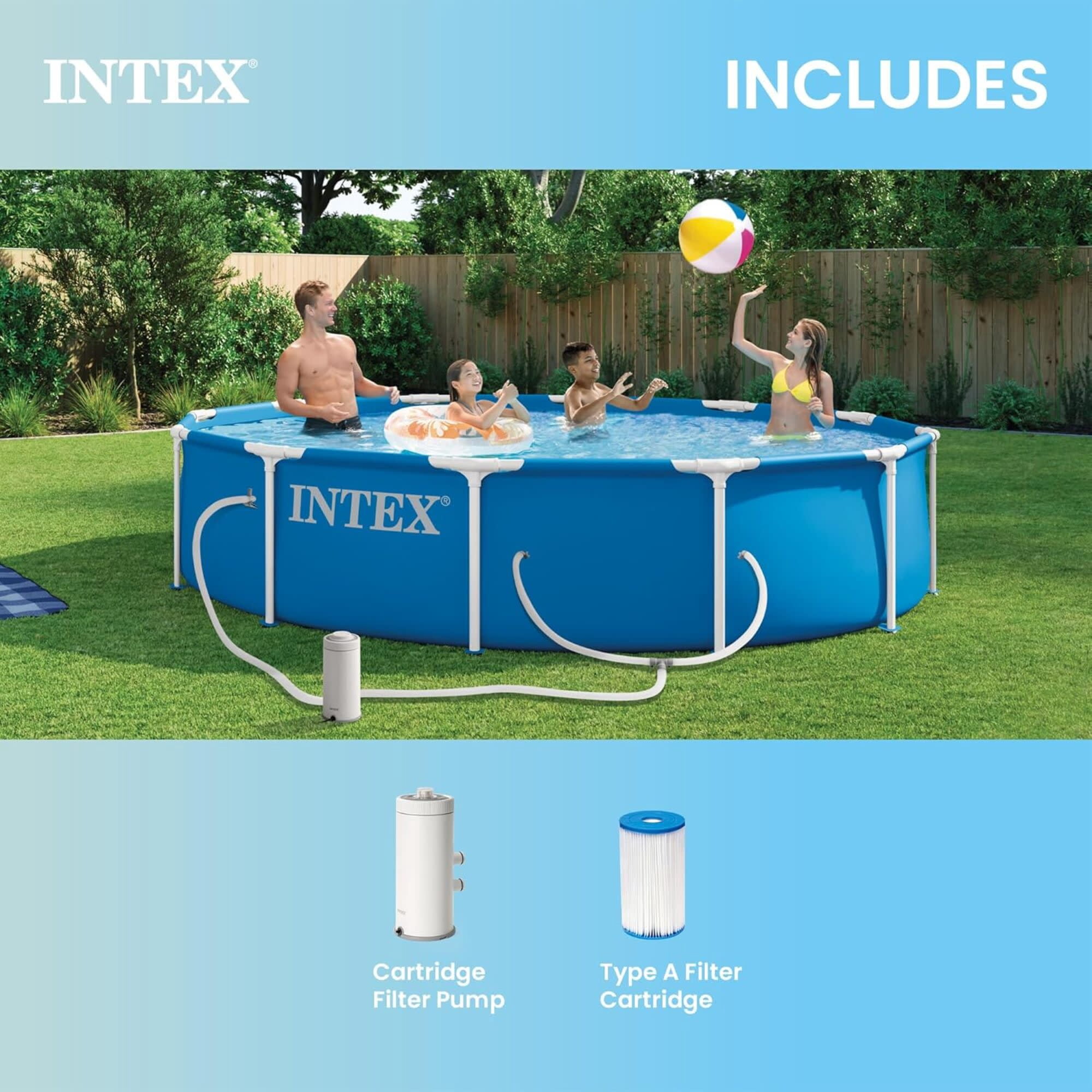 Intex: Metal Frame Pool & Filter Pump - 12' x 30" - Above Ground Swimming Set, 530 GPH, Puncture-Rust Resistant, Easy T-Joint Setup, 1718 Gal, 28211EP