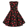 thumbnail image 4 of Lullu Girls Cherry Print Tank Dress Summer Sleeveless Crewneck A Line Dress, Sizes 3-12, 4 of 4
