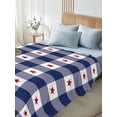 thumbnail image 4 of 4th of July Queen Size Flat Sheet, Wrinkleproof & Fadeproof Cooling Flat Bed Sheet Only, Independence Day Blue White Plaid Red Star Breathable Soft Bedding Top Sheets 90 x 102 Inches, 4 of 8
