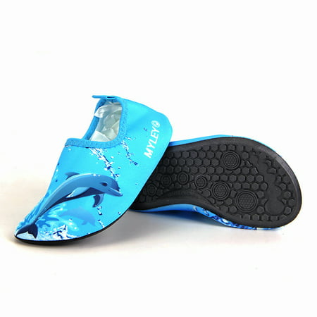 Cute Dolphin Printing Water Shoes Anti-slip Breathable Quick Dry Barefoot Skin Shoes for Children