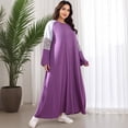 thumbnail image 3 of AURA Women Plus Size Modest Long Sleeve Maxi Dress Purple Patchwork Casual Abaya Style, 3 of 10