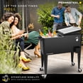thumbnail image 6 of Permasteel Party Cooler with Divider, Spacious 80-Qt Capacity, Chills 36hrs, Serving Tray, Rolling Ice Chest for Indoor and Outdoor Entertainment, Matte Black, 6 of 11