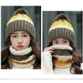 thumbnail image 2 of WEISIPU 2Pcs/Set Winter Women Hat and Scarf Set Soft Warm Pompoms Cable Beanie Hat Knitted Cap Thick Neck Scarf, 2 of 4