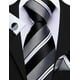 thumbnail image 2 of Conjunto de corbata Barry.Wang de rayas tejidas en seda con gemelos, 2 of 4