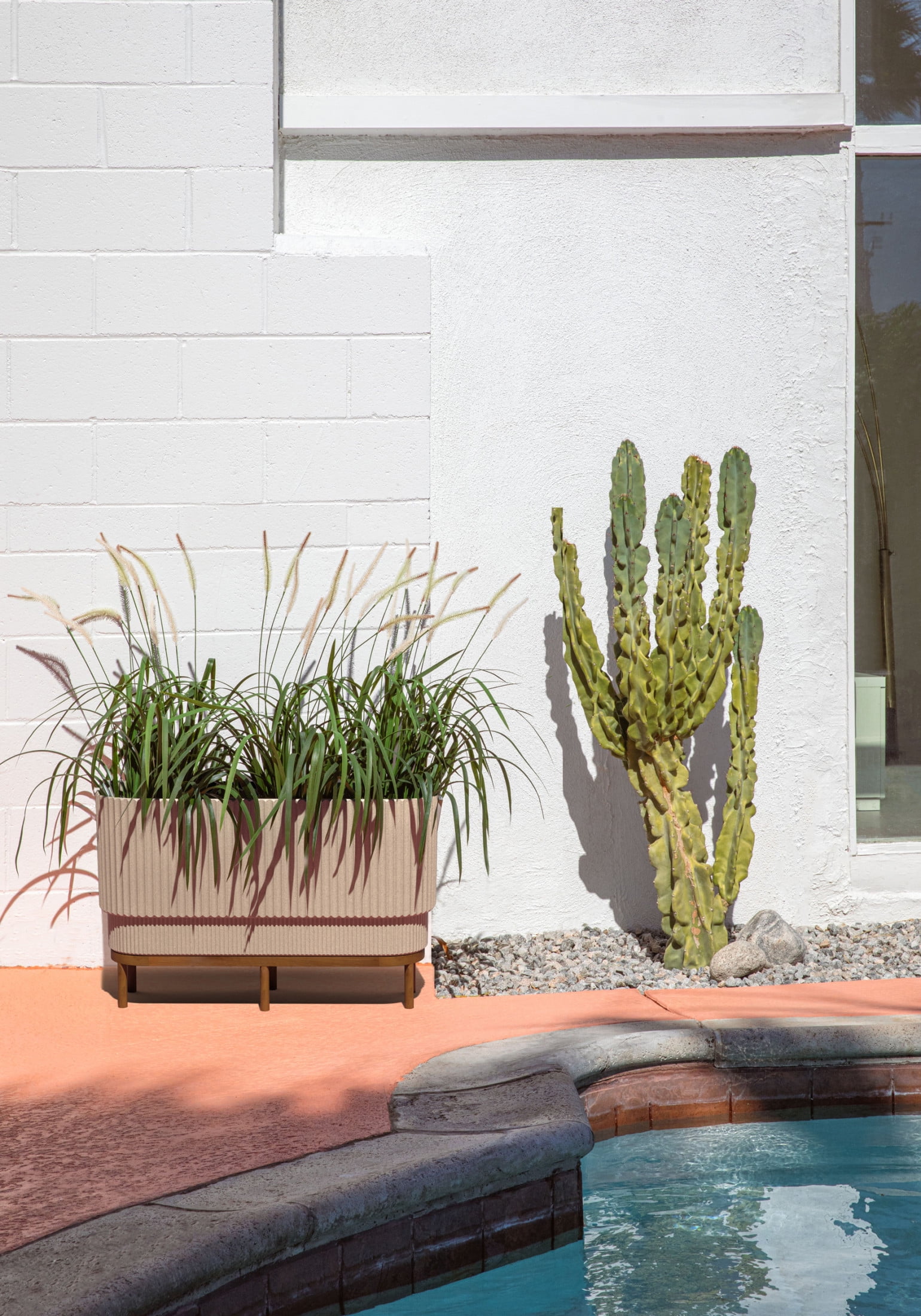 Veradek Demi Series Raised 30" Long Plastic-Stone Planter - (Sand/Brown, 2 Pack)