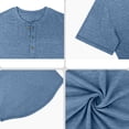 thumbnail image 5 of Men'S Solid Color Henley Neck Short Sleeve T Shirt Lightweight Breathable Casual Tops For Summer Daily Wear And Commute,Light Blue,XXL, 5 of 6