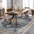 thumbnail image 6 of Washable Oriental Area Rug - 5x8 Rugs for Living Room Soft Carpet for Bedroom Waterproof Floral Distressed Indoor Stain Resistant Non-Shedding Floor Carpets (Blue/Teal/Orange, 5x8), 6 of 12