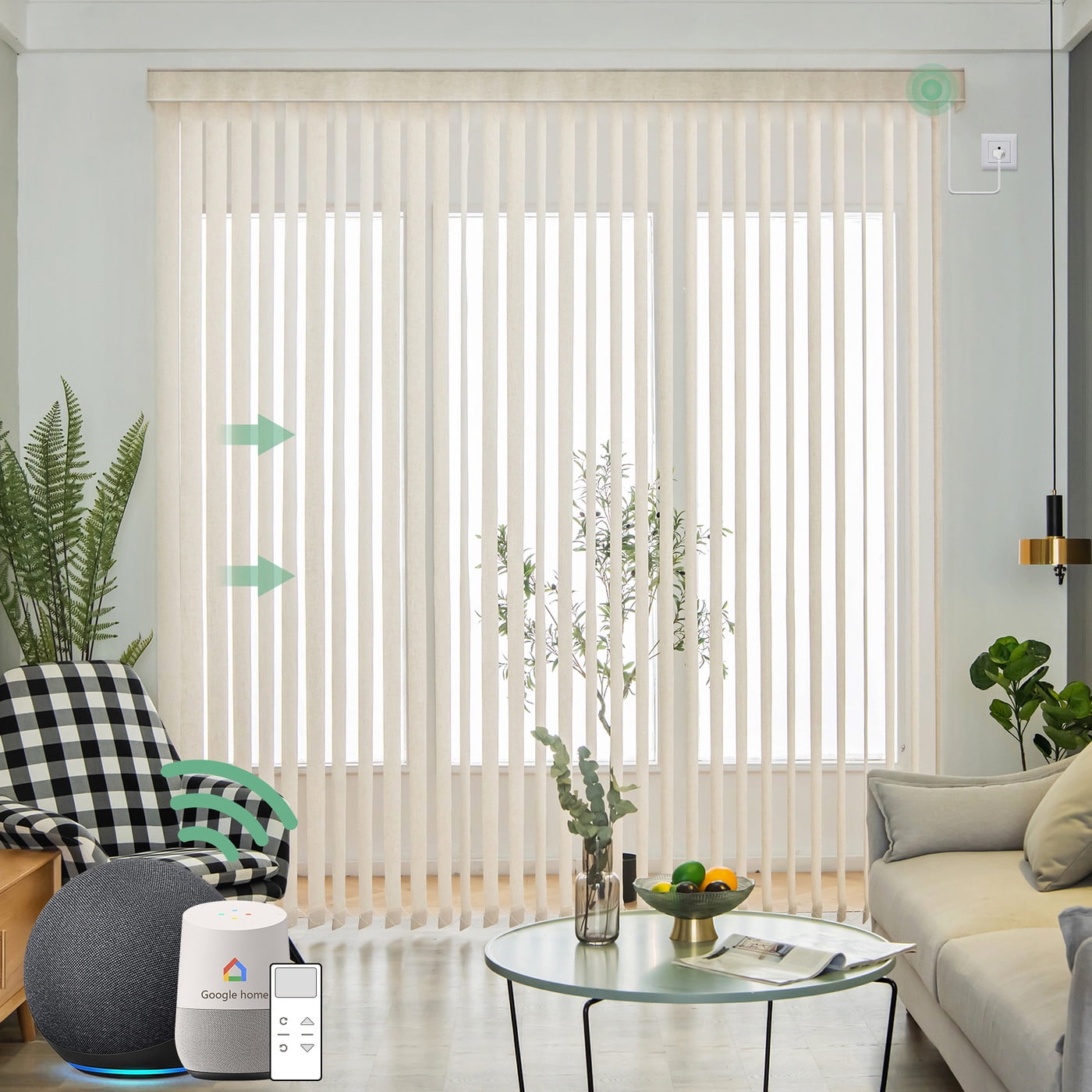 Yoolax Motorized Vertical Blind Smart Vertical Window Blinds Light Filtering Remote Control