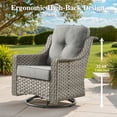 thumbnail image 6 of Ovios 5 Pieces Outdoor Patio Furniture Set High-Back Rattan Wicker Conversation Set Outdoor Sectional with Swivel Chairs & Solar Light Coffee Table, Dark Grey, 6 of 9