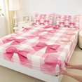 thumbnail image 3 of Manfei Dreamy Princess Ribbon Bed Sheets, Girly Pink Buffalo King Sheets, Teens Kids Girls Female Sheet Set, Microfiber Bedroom Decor, 4-Piece, 3 of 7