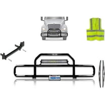 Kozak Black Front Grille Brush Guard for International LT625, with 22” LED, Wipers, Logo, Vest