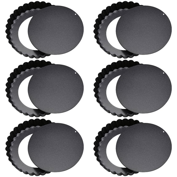 6 Pcs Mini Tart Pans with Removable Bottom, 3.9 in Carbon Steel Egg Tart Molds, Fluted Quiche Pans Set for Baking Pie, Individual Serving