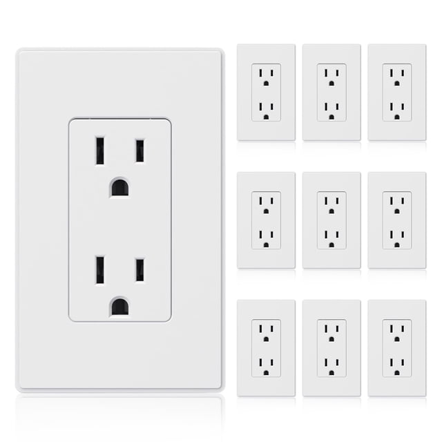 Enchufe eléctrico de pared ELEGRP 15 A 125 V, paquete de 10