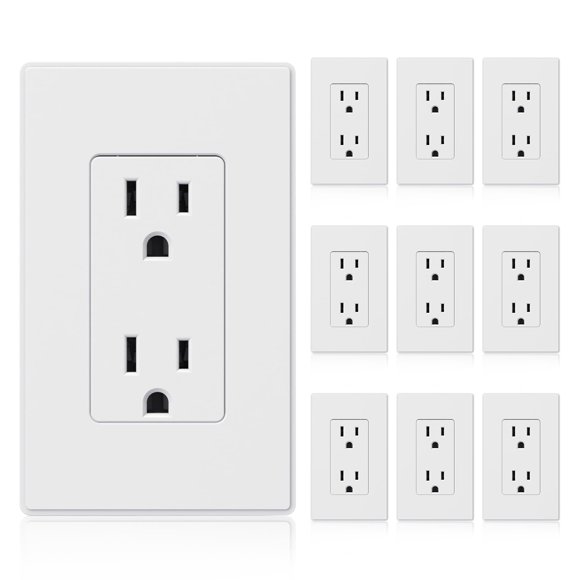 Enchufe eléctrico de pared ELEGRP 15 A 125 V, paquete de 10