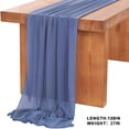 thumbnail image 3 of Blue Table Runner Chiffon Fabric Sheer 27X120 Inches Long Table Linen For Wedding Party Banquets Bridal Home Table Arches Cake Table Decoration Table, 3 of 5