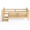 thumbnail image 5 of Bellemave Twin Size Daybed with Guardrails and Stairs, Wood Floor Bed Frame with Bookcase, Montessori Bed with Fence for Room, No Box Spring Needed,Light Natural, 5 of 7