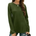 thumbnail image 5 of Womens Tunic Tops Long Sleeve Shirts Casual Basic Oversized T Shirt Crewneck Loose Fit Spring Fashion Clothes Army Green XXL, 5 of 9