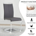 thumbnail image 4 of TesNus Dining Chairs Set of 4, Gray PU Leather High Back Upholstered Chairs with Chrome Metal Legs for Dining Room Kitchen Living Space, 4 of 8