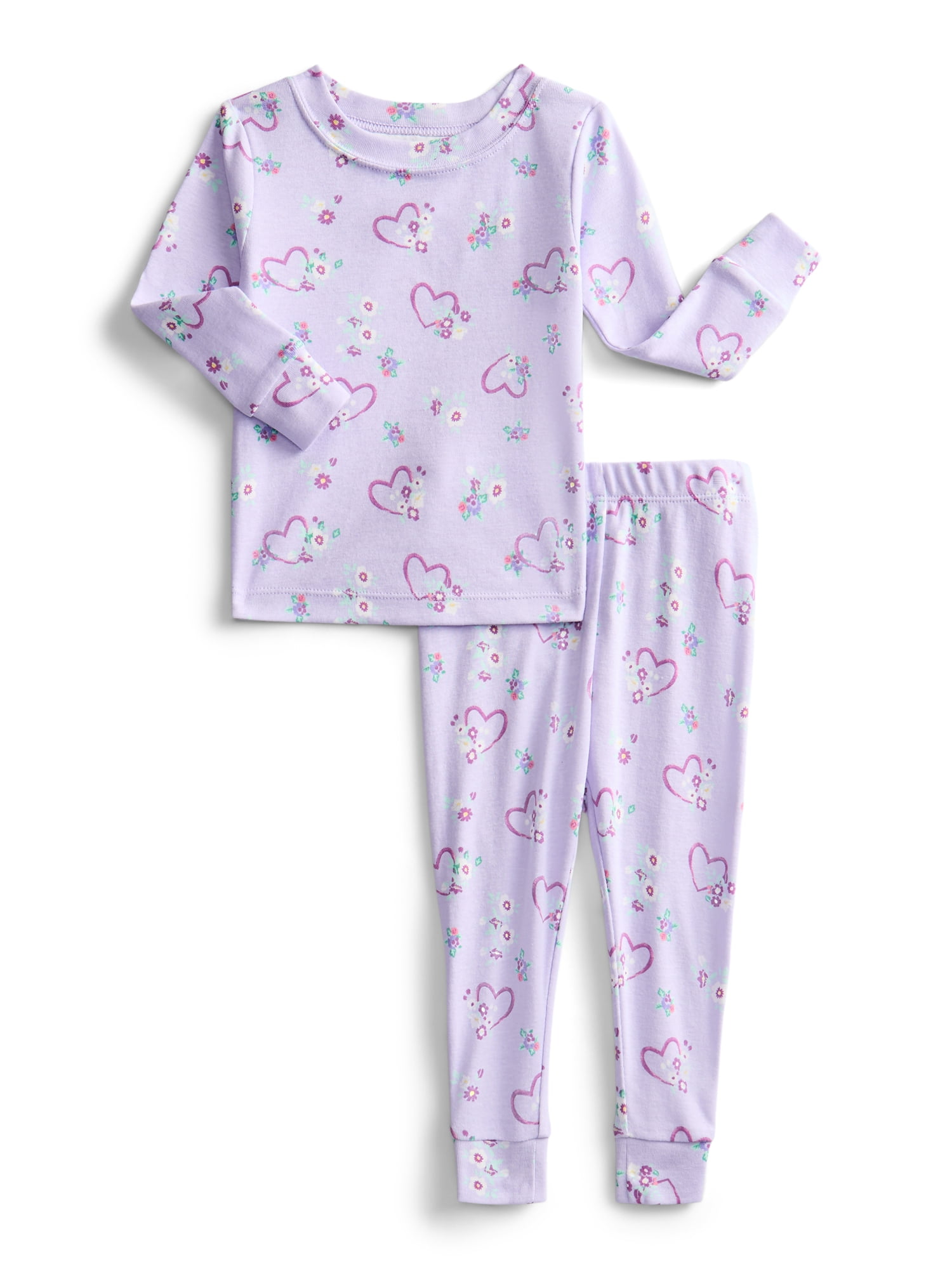 Wonder Nation Toddler Boys or Girls Cotton Snug Fit Long Sleeve Pajama Top and Pants Set, 4-Piece, Sizes 12M-5T