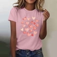 thumbnail image 2 of Camiseta de Manga Corta de Cuello Redondo con Patrones de Corazón de Moda de las Mujeres para Diario, Fiesta, Primavera Y Verano, 2 of 5