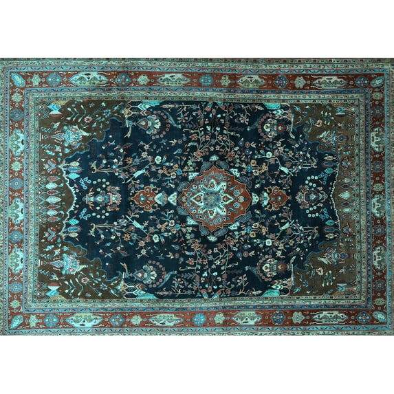 Ahgly Company Indoor Rectangle Persian Light Blue Traditional Area Rugs, 7' x 9'
