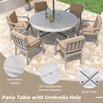 thumbnail image 4 of EUROCO 6-Person Outdoor Patio Dining Set, Wood & Metal Furniture with 1.73’’ Umbrella Hole, Removable Cushions, 6 Armchairs and 1 Round Table for Patio, Backyard, Garden, Antique Gray, 4 of 9