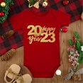 thumbnail image 4 of Gibobby Mameluco niño Mi primera ropa de Año Nuevo para recién nacidos, bebés, niños y niñas, trajes de Año Nuevo, pantalones cortos con estampado de letras r(Rojo, 0-3 Meses), 4 of 5