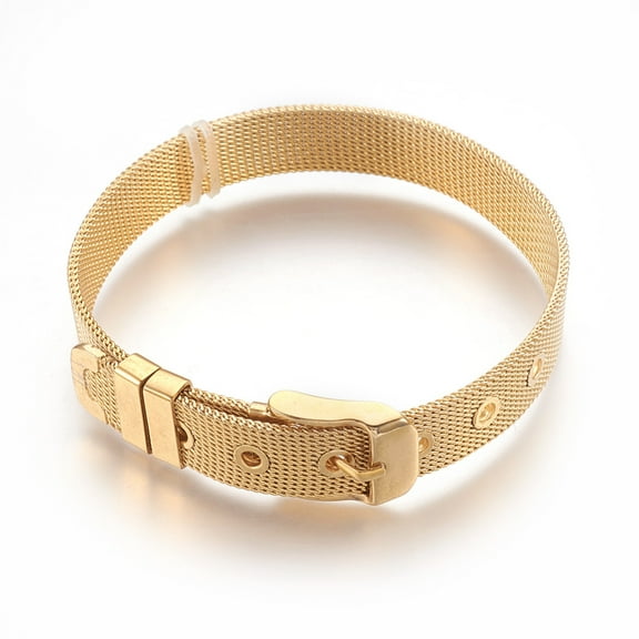 5 pc 304 Stainless Steel Watch Bands Watch Belt Fit Slide Charms Golden Plated