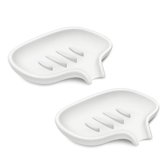 Subekyu Jabonera De Silicona Para Baño Barra Jabonera Para Ducha Con Bandeja De Drenaje Bandeja De Jabón En Cascada Para Fregadero De Cocina Juego De 2 (2 * Blanco)
