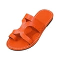 thumbnail image 3 of Sandals Woman, Womens Strappy Sandals, Braided Sandals for Women, Sandals With Back Strap, Women's Cross Strappy Leather Flats Sandal Cute Dressy Toe Ring Open Toe Slip On Slide Sandals, Saffron 7, 3 of 7