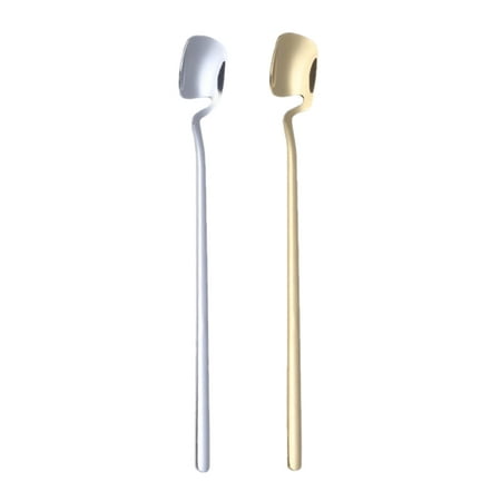 

creative stainless steel spoon 2PCS Stainless Steel Plated Titanium Hanging Cup Spoon Coffee Spoon Stirring Spoon Dessert Spoon (Natural Color + Gold)