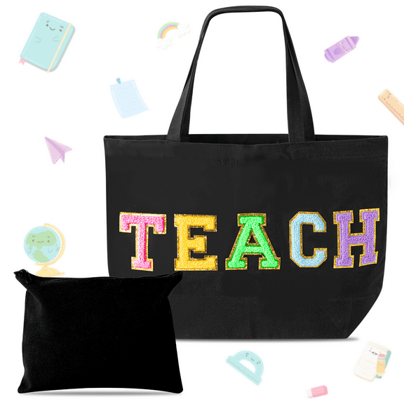 Teacher Tote Bag Canvas Large Capacity Shoulder Bag For Teacher Appreciate Gift