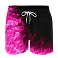 thumbnail image 4 of Deals Yieetim Hot Pink Swimming Trunks for Men, Summer Striped Printed with Pockets Elastic Waist Drawstring Beach Shorts, Lightweight Comfortable Fits Quickly Dry Swim Shorts, 4 of 5