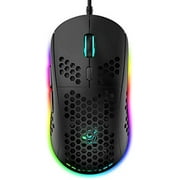 Ultralight Wired Gaming Mouse, Lightweight Honeycomb Shell, 4 RGB Breathing Backlit Mice, 6 Adjustable DPI 6400, USB Optical Computer Mice for Gamer / Office