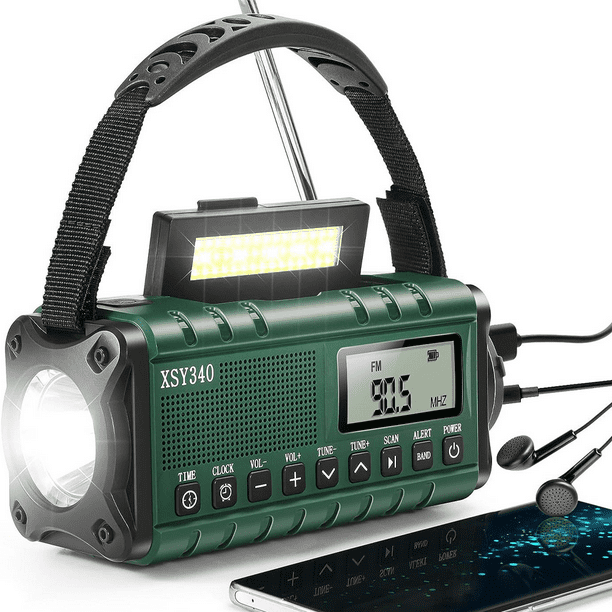 Portable DAB/FM Radio（green）, 5000mAh Solar Radio, USB Charger Solar ...