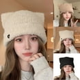 thumbnail image 3 of Xfvqtps Womens Cute Cat Ear Hat Cuffed Knit Fleece Crochet Accessories Stretch Windproof Coldproof Warm Fall Winter Beanie Black, 3 of 3