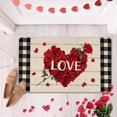 thumbnail image 2 of Valentines Day Red Rose Flower Decorative Front Door Mat, Love Buffalo Plaid Farmhouse Doormat Indoor Outdoor Non-Slip Floor Entryway Rug, Anniversary Wedding Home Kitchen Decoration 17x30 Inch, 2 of 6