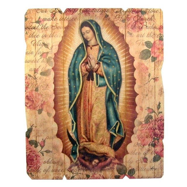 Laser Cut Wood Our Lady of Guadalupe Icon Wall Plaque, 9 1/4 Inch