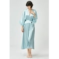 thumbnail image 3 of PRODESIGN Satin Kimono Robe Long Silky Bathrobe with Ostrich Feather Trim Sleepwear Wedding Bridesmaid Dressing Gown, 3 of 7